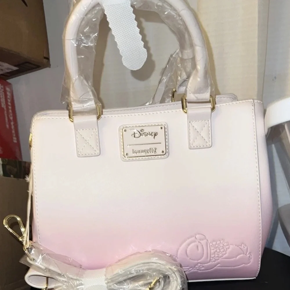 Loungefly Disney Stitch & Angel Cherry Blossom Heart Crossbody Bag